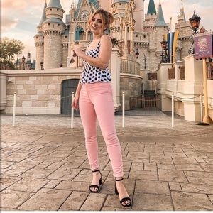 Pink high wasted skinny jeans